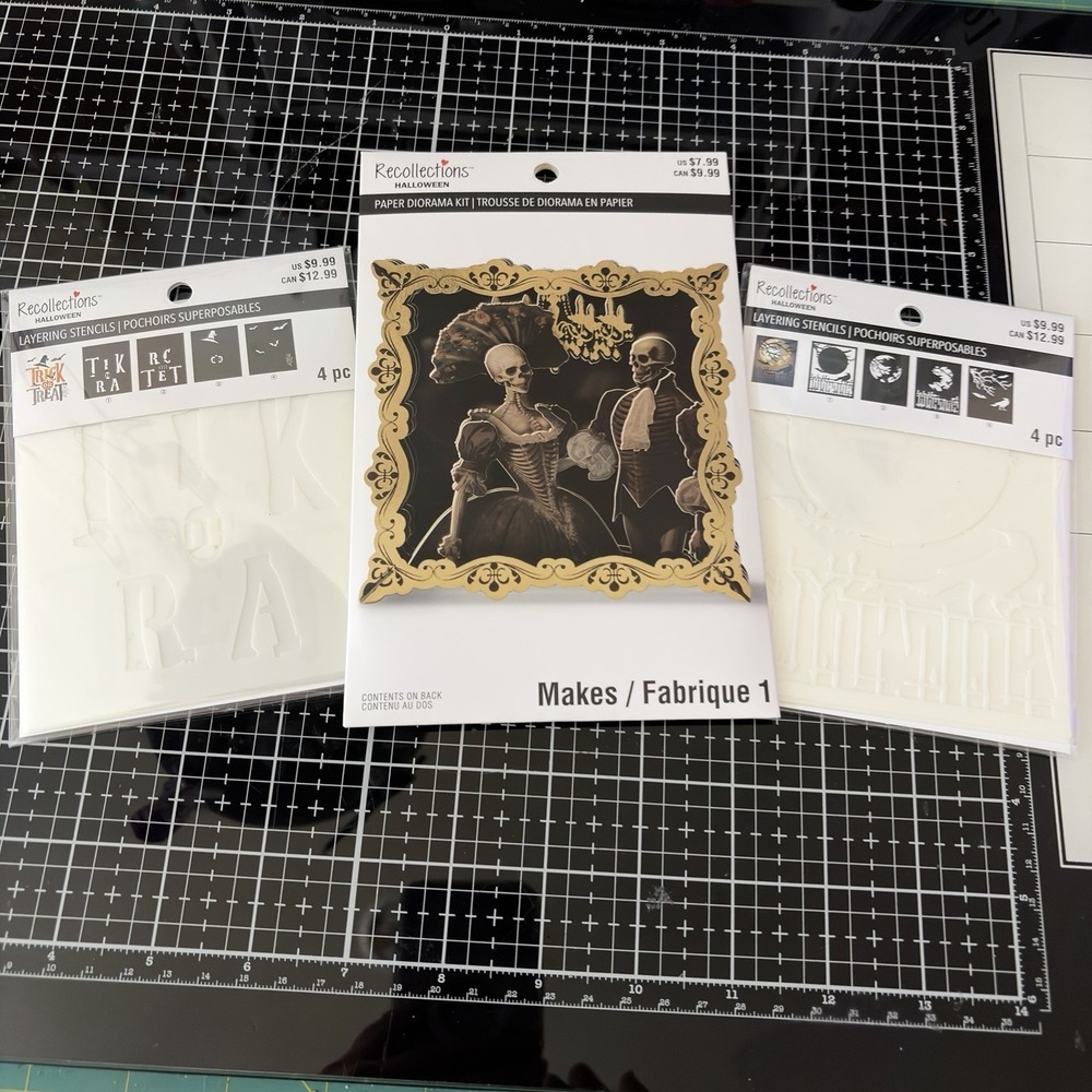 Recollections Halloween Paper Diorama Kit & 2 Layering Stencil‎ Sets Crow Moon
